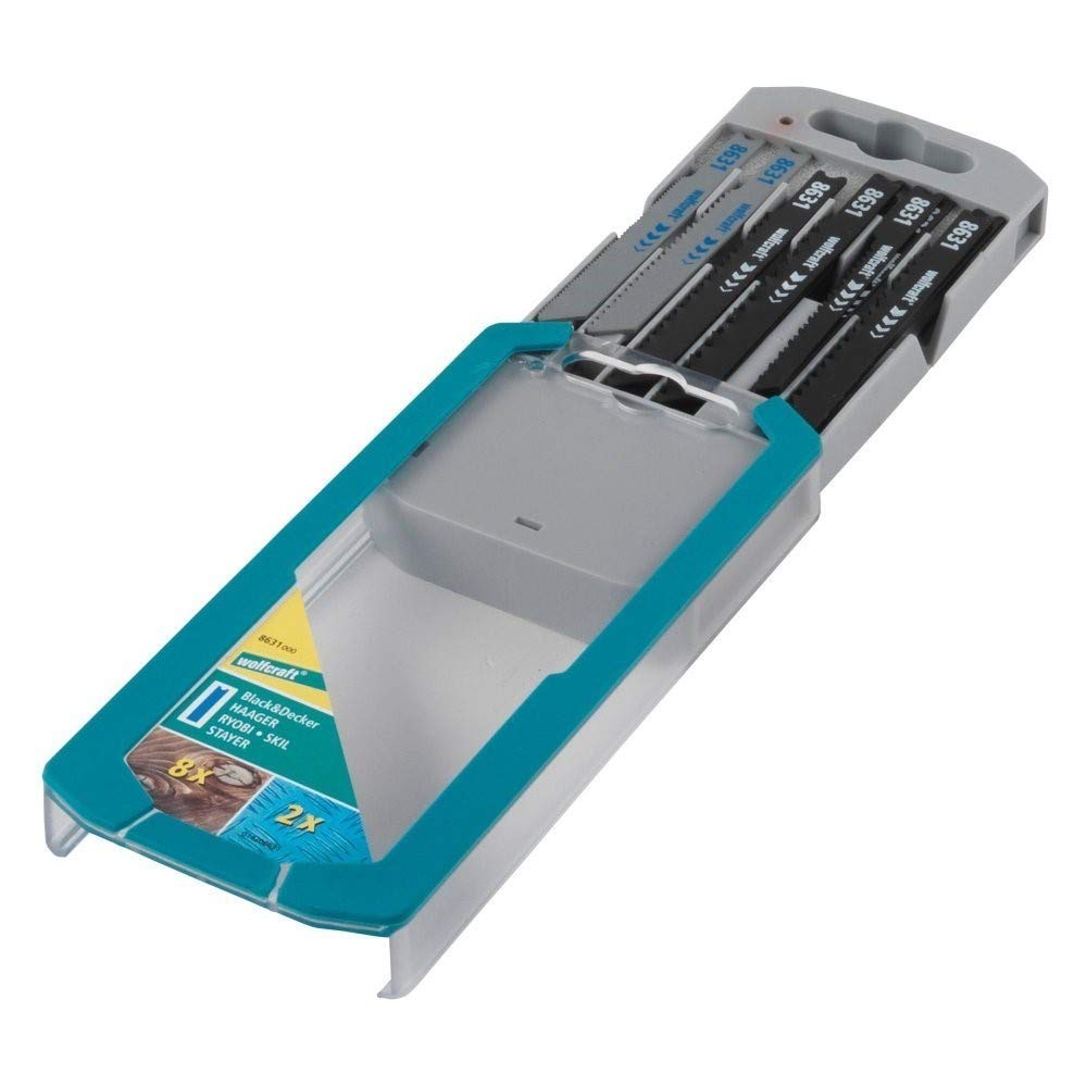 wolfcraft 8631000 Coffret de 10 Lames de scie sauteuse queue en U
