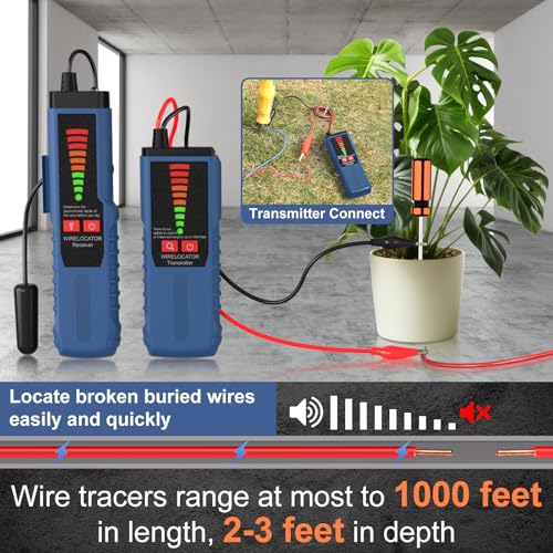 Image of F04 Underground Wire Locator, Cable Locator with Earphone, Buried Wire Detector for Locating Breakage Cables & Wires Dog Fence Cables