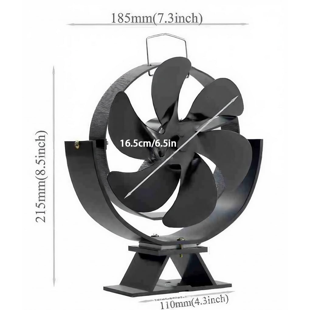 Ventilatore per stufe a legna, ventilatore per camino, design portatile e facile da usare. Adatto per caminetti a legna e, XZ136 6-Foglie