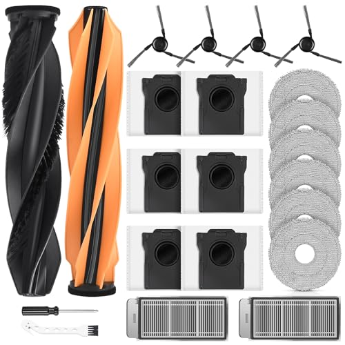 22 Stück Zubehör für Dreame X50 Ultra Complete/L50 Pro Ultra/X50 Master/L40s Pro Ultra Saugroboter 2 Hauptbürste 6 Staubbeutel 6 Wischpads 2 Filter 4 Seitenbürsten 1 Reinigungsbürste 1Schraubendreher