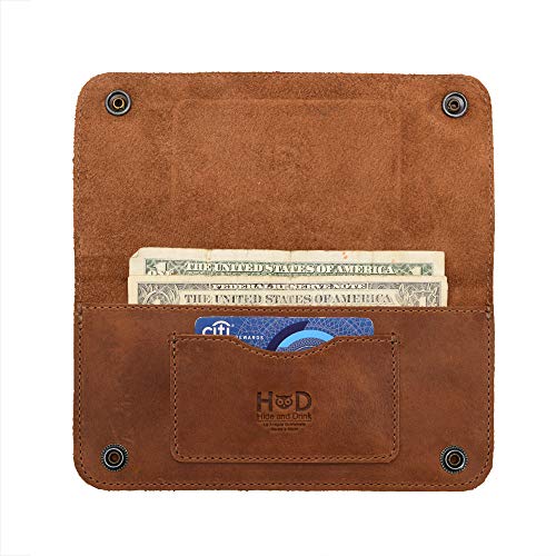 Hide & Drink, Double Snap Folio Wallet Handmade from Full Grain Leather (Single Malt Mahogany) - Image 5