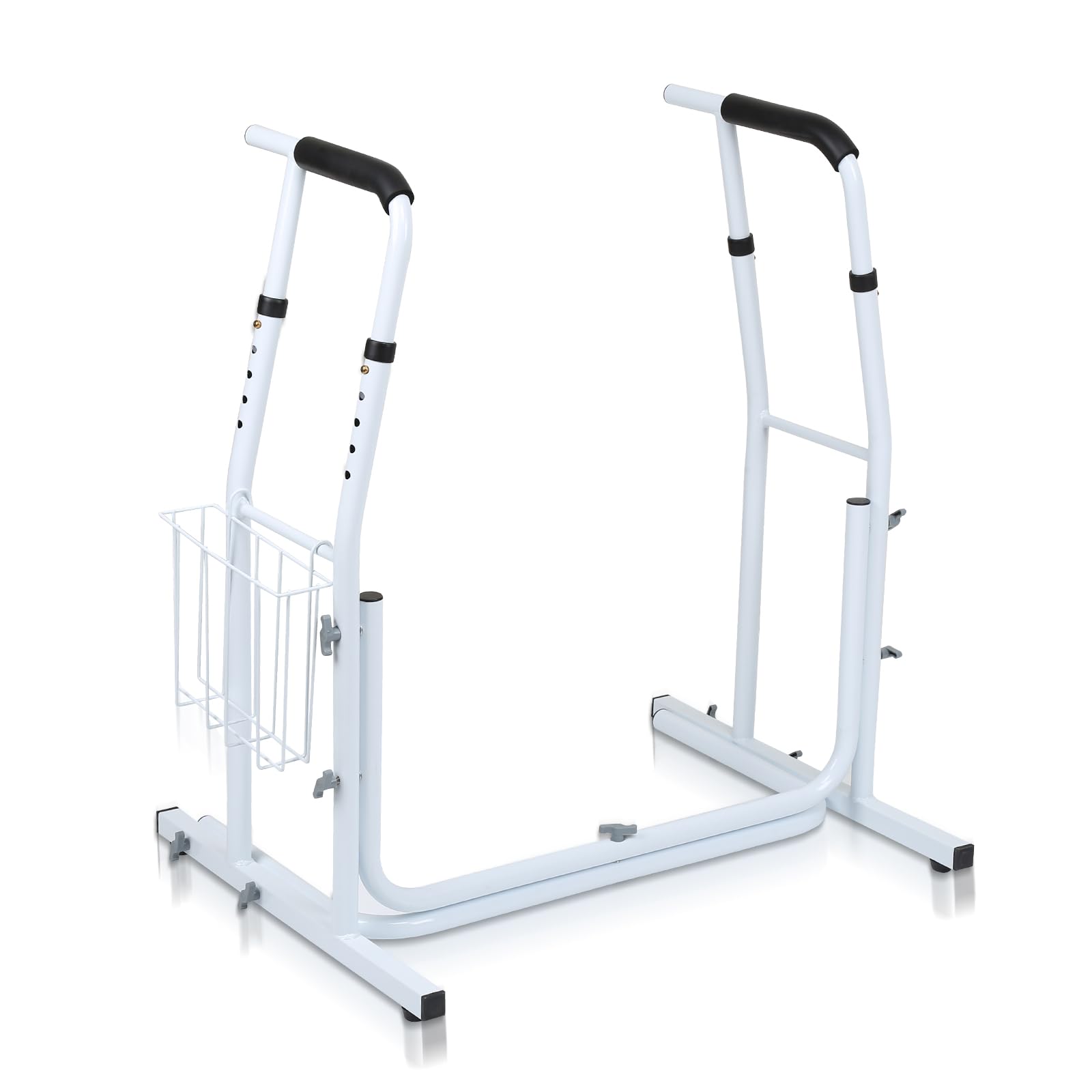 Sonnewelt Supporto mobile per WC con cestino, regolabile in altezza, antiscivolo, supporto per WC per anziani, portata fino a 200 kg