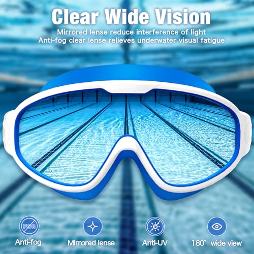 Image of Water Space 2 Pack Swimming Goggles for Men Adult Women Teens, Youth Swim Goggles 180 Wide View Goggles with Soft Silicone No Leak UV Pretection Anti-fog Clear Pool Water Goggles Easy to Adjust