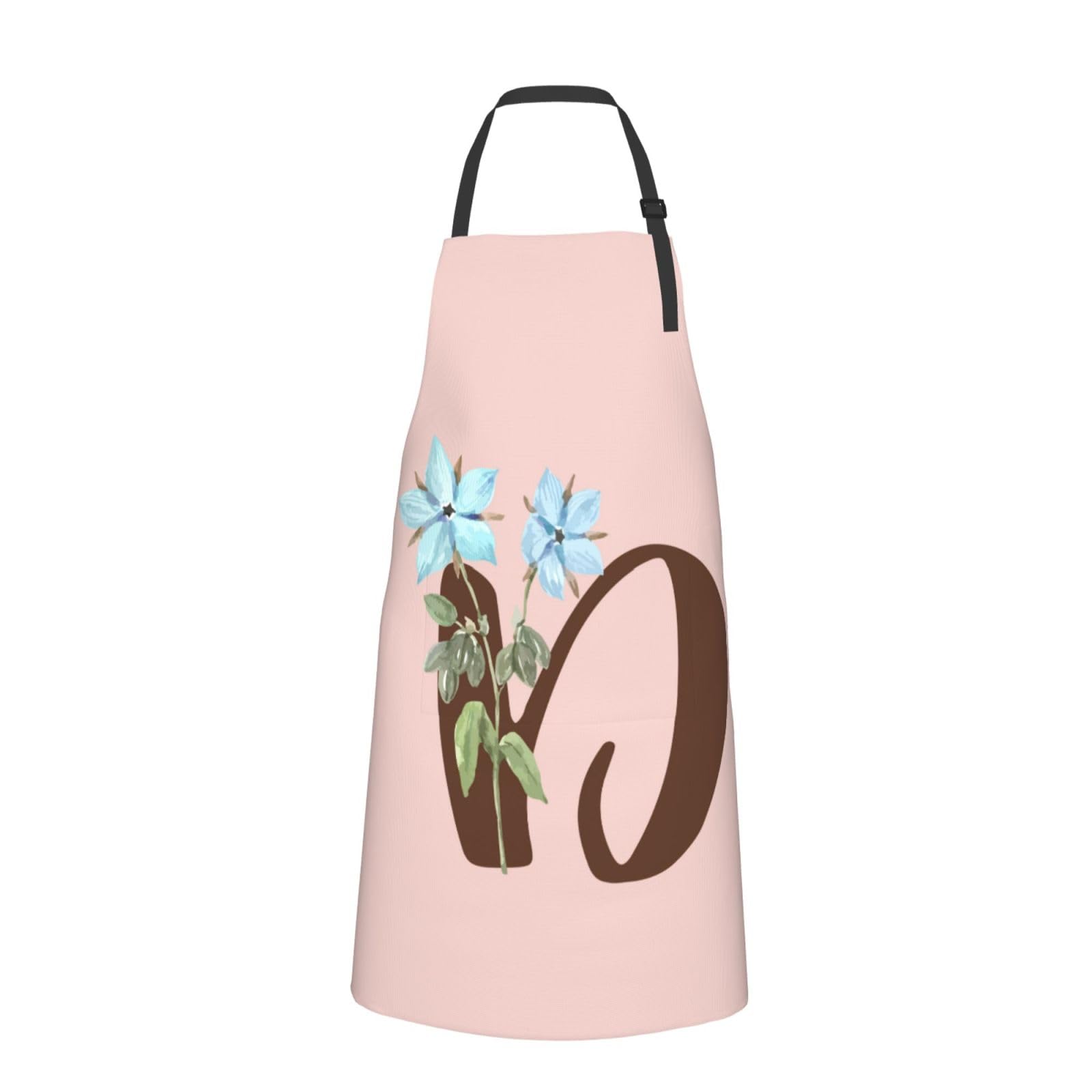 Personalised Funny Initial Letter Style Pink Apron for Women Men, Customised Kitchen Apron for Wife Dad Mum, Design Apron with Name for Chef Cooking Painting, Gifts for Birthday Christmas, Letter D