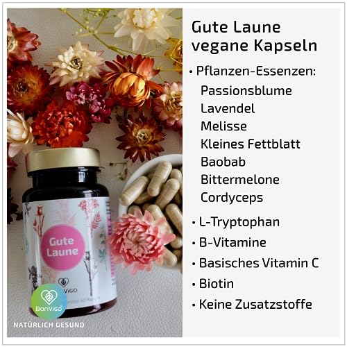 BonVigo® Power DU0 240 Kapseln - 2x SCHILDDRÜSE / 2x GUTE LAUNE Ideale Ergänzung - Es tragen bei zu normaler Funktion von Schilddrüse und Immunsystem (Selen), Psyche und Nervensystem (Vitamin B6)