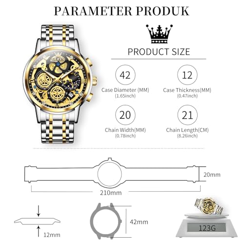 Image of OLEVS Watch Men Stainless Steel Watches Luxury Chronograph Men Wrist Watch | Multifunction,Diamond, Date, Business, Classic,Dress Watch for Men, Gift for Men, reloj de Hombre