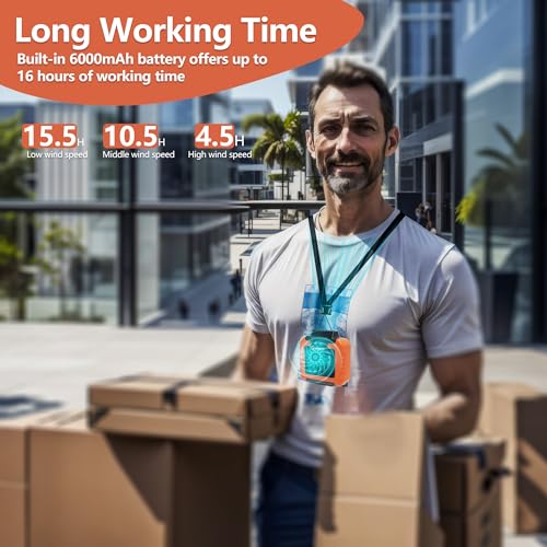 Image of Portable Waist Fan - 6000mAh Battery, 3 Speeds, Strong Airflow, Up to 16 Hours Working Time, Portable Hands-Free Cooling Belt Clip Fan for Construction Workers, Couriers, and Campers