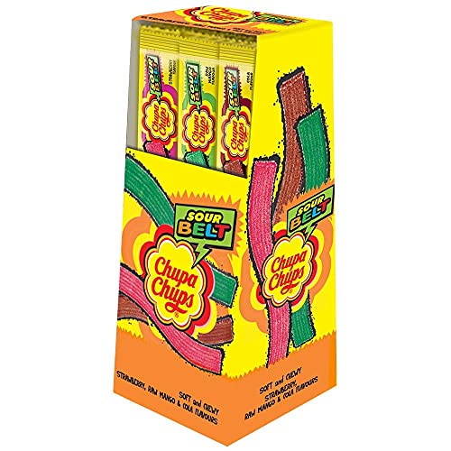 Image of Chupa Chups, Sour Belt, Mixed Fruit Flavour, Soft & Chewy Toffee Pack, 480 g (Count of 48)