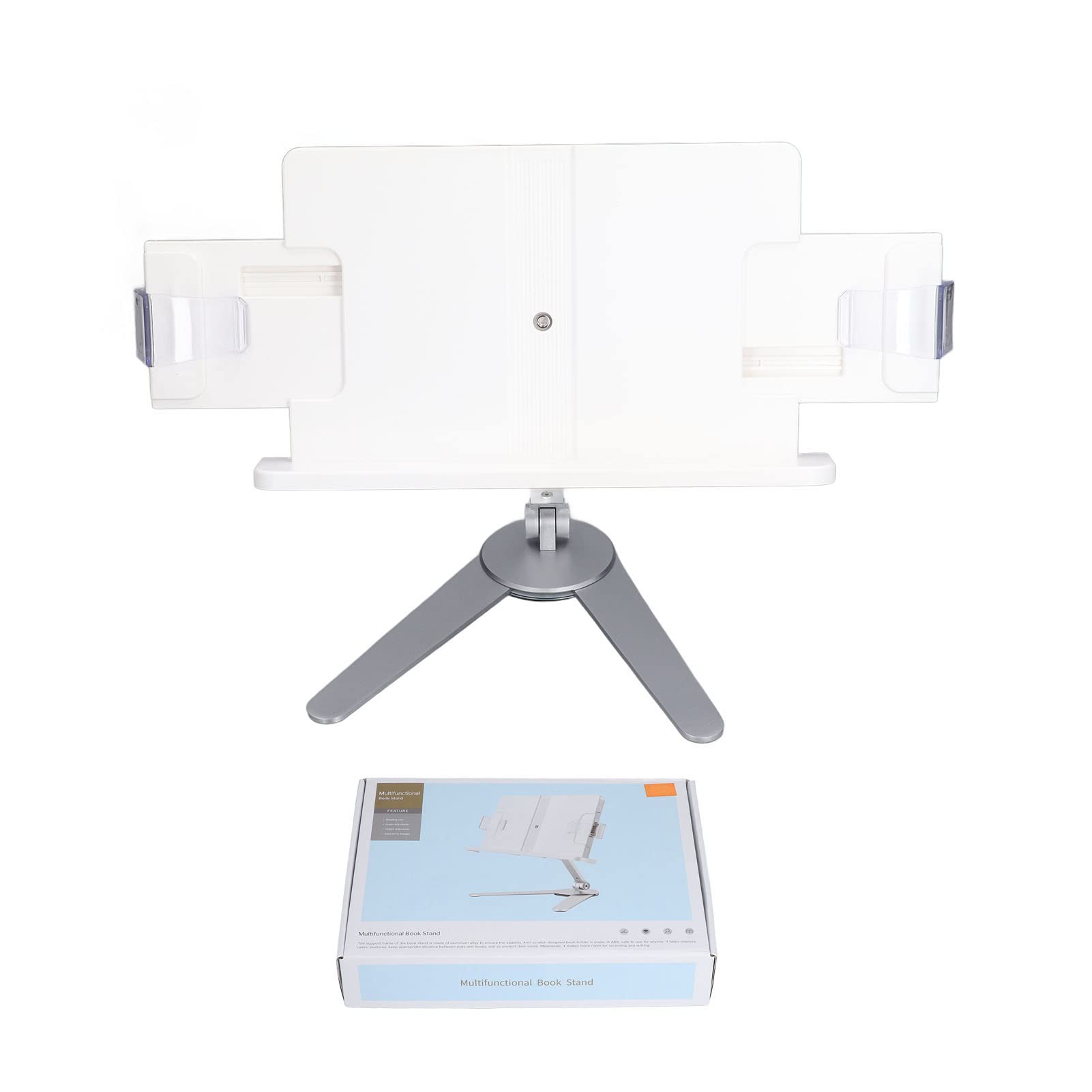 Silver Multifunctional Book Holder, Adjustable Height Book Stand, Hands Unfettered Stable Sturdy, Outstanding for Home Office School Reading A6 A4 Books