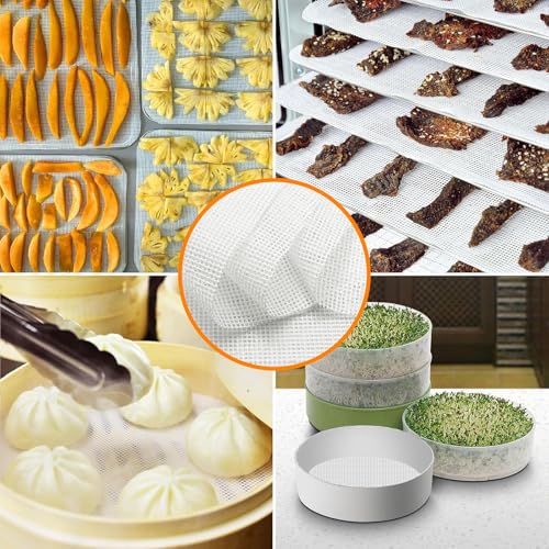 Image of Silicone Dehydrator Sheets 6 Pcs, Resuable Mat 11 x 8in for Food Dehydrator Freeze Dryer to Prevent Food Spills, Heat-Resistant Dehydrator Trays, Dishwasher Safe, White Rectangular