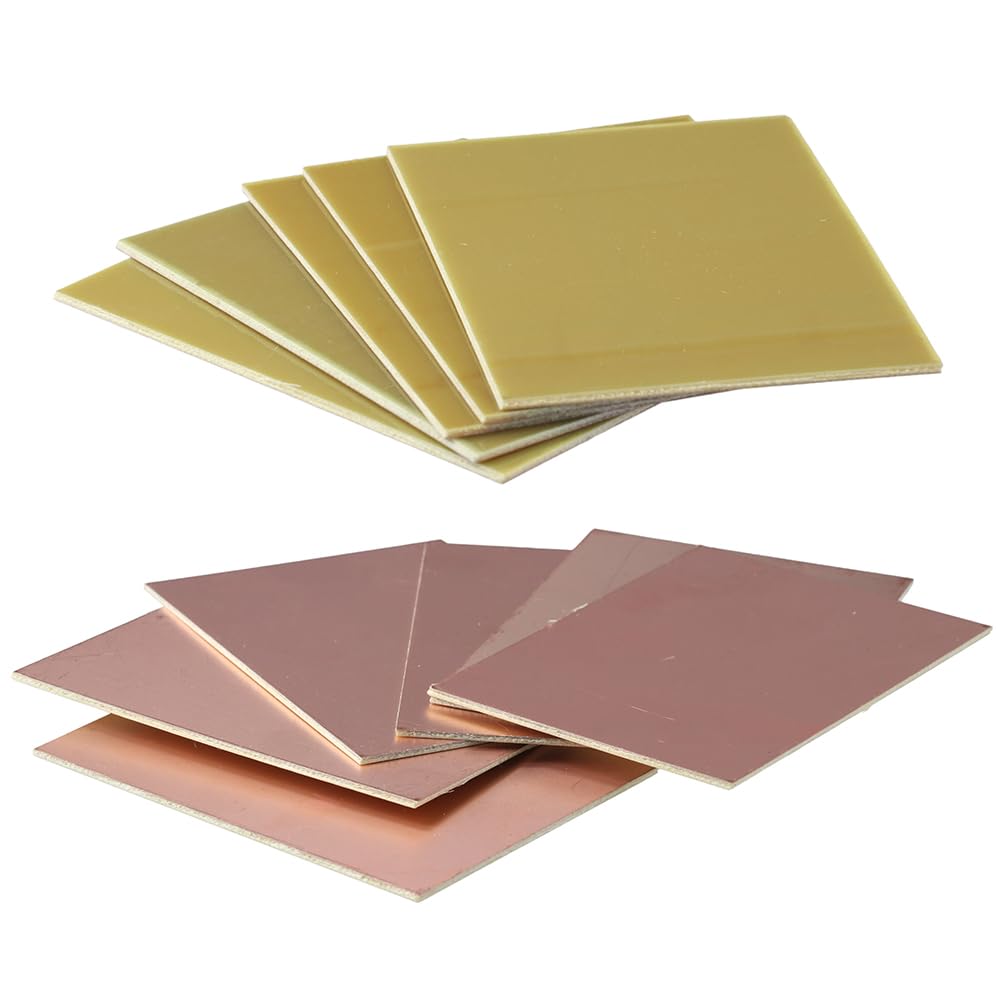 SHUATI 10Pcs Copper Clad Laminate, 7x10 cm Single Sided PCB Copper Pads, 4x2.7'' Circuit Prototype Board, Copper Plated Blank Prototyping PCB Board