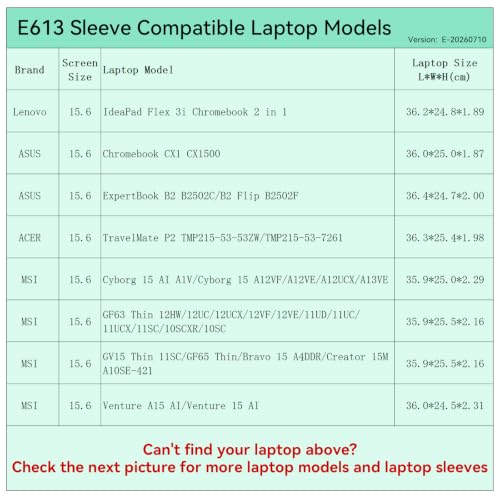 Image of Smatree Elite Laptop Sleeve for 15.6 inch Lenovo /ASUS /ACER /MSI | for 15.6 inch Lenovo IdeaPad Flex,ASUS Chromebook /ExpertBook, ACER TravelMate P2,MSI Thin /Bravo /Creator /Venture /Cyborg(E613)