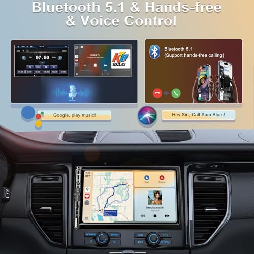 Wireless Apple CarPlay - 7 Inch Car Stereo -Double Din Car Radio Android Auto,Bluetooth 5.2,IPS 1024 * 600 Display,FM Radio, Backup Camera,Online Navigation,178 * 100mm,Car Audio Receivers - Image 3