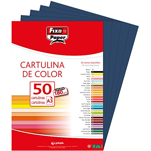 Fixo Paper 11120334 Lot de 50 feuilles cartonnées A3 Bleu marine 180 g