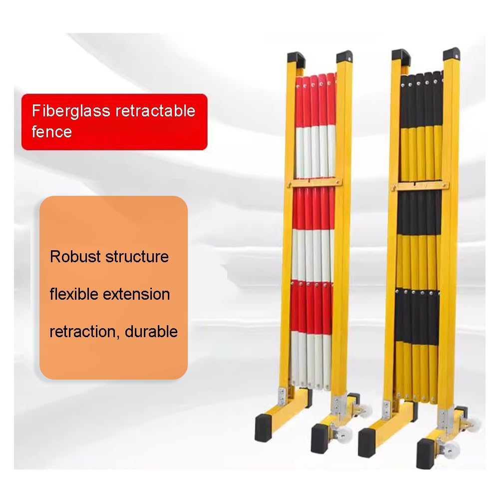 Genérico Barrera metálica Extensible para Control de tráfico - Puerta de Seguridad Plegable retráctil de 1,2 x 7 m - Valla Exterior portátil para Zonas de construcción y cumplimiento de la normativa