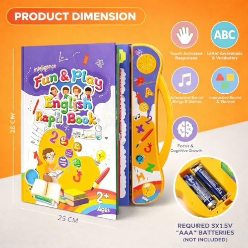 Image of Braintastic Fun & Play English Rapid Book for Kids | Interactive Talking Educational Learning Book with Alphabet, Words & Activities for Toddlers
