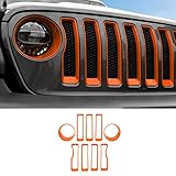 Grille Inserts & Headlight Cover for 2018-2023 Jeep JL Sport & Sport S ONLY (Orange)