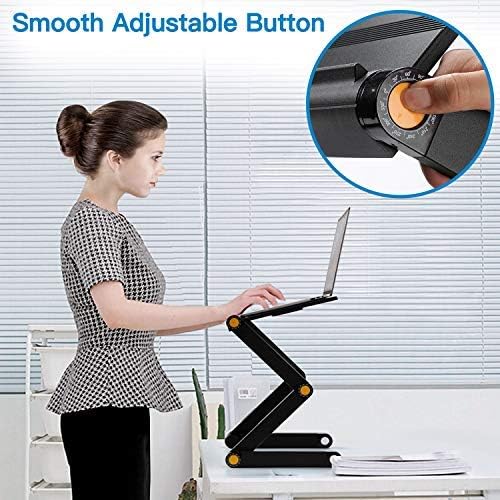 HUANUO Adjustable Laptop Stand for 15.6” Laptops, Foldable Laptop Stand for Bed with 2 CPU Cooling Fans & Mouse Pad, Portable Laptop Riser, Ergonomic Computer Stand, Standing & Sitting Desk, HNLA8