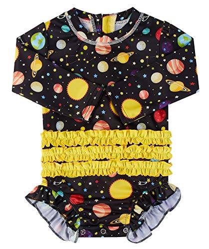 Baby Swimsuit Girl Galaxy One Piece Rash Guard SetsToddler Long Sleeve Swimwear UPF 50+ Sun Protection Bathing Suit 6-12 Months