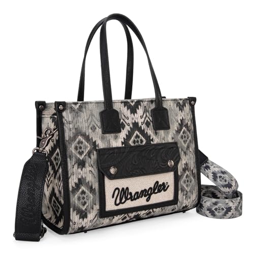 Wrangler Aztec Tote Bag for Women Western Purses and Handbags Boho Shoulder Bag WG130-8120SBK