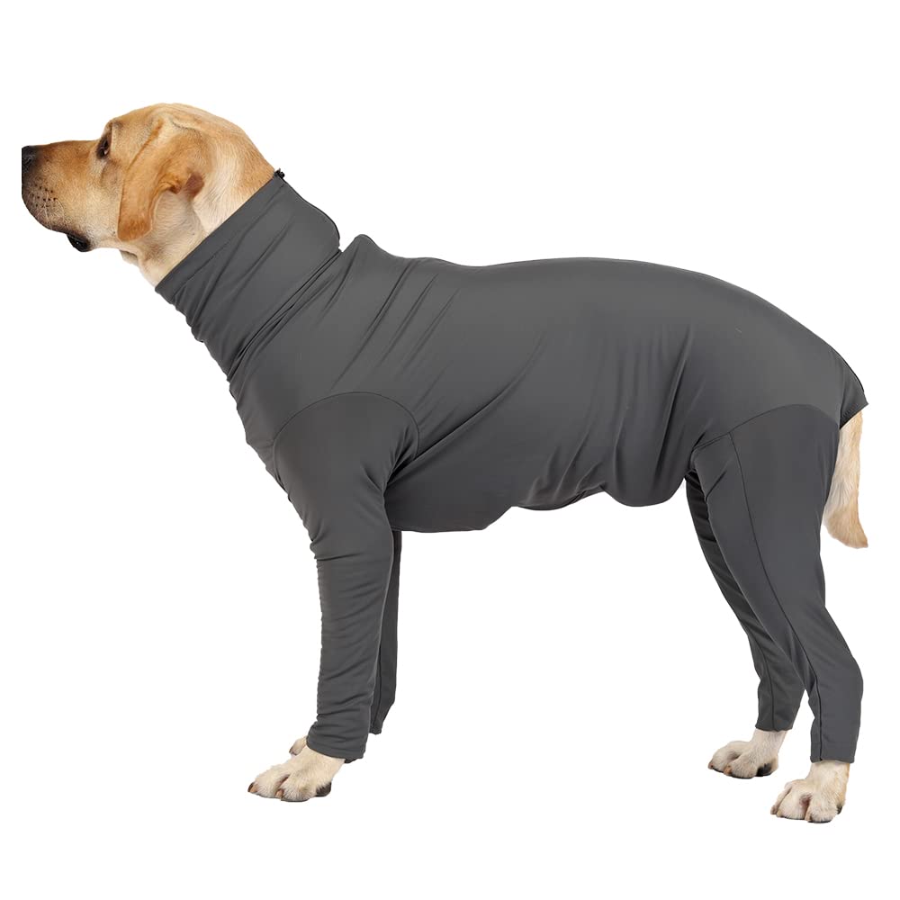 Dog Onesie with Feet Covered Stretchy Dog After Surgery Clothes Body Suit for Dogs for Shedding (M, Dark Grey) — image 1