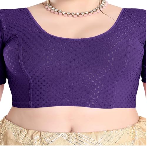 Image of FINESTFIT Stay On Trend Fashion 100% Cotton Readymade Blouses for Women,Round Neckline with Organza Balloon Sleeves.