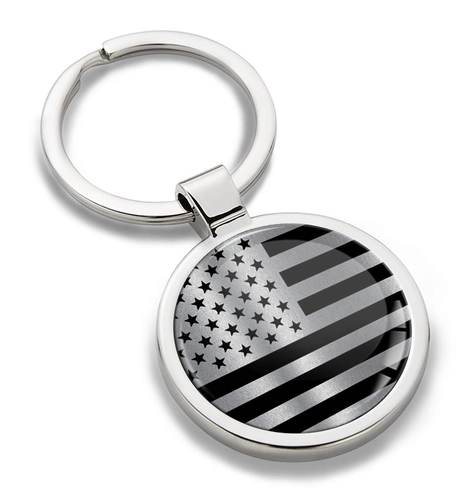 Biomar Labs Unisex Usa American Flag In Silver-Black Kk 278 Stainless Steel Metal Keychains Country Flag National Flags Design Durable Premium Accessory Car House Keys Backpack Gift Travel Souvenir (Usa American Flag In Silver-Black Kk 278)