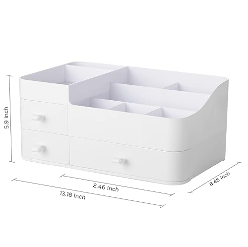 Miniatura 5 de HBlife Organizador de maquillaje y almacenamiento para el cuidado de la piel, organizador grande de cosméticos con 3 cajones, caja de almacenamiento