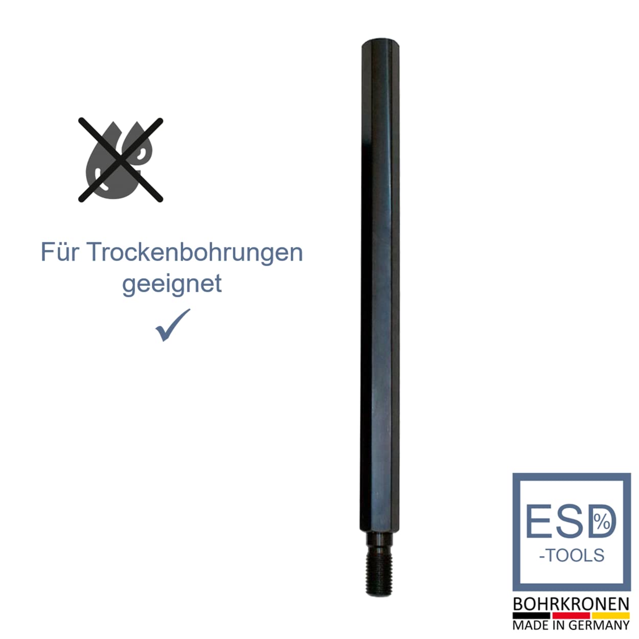 ESD-TOOLS | Extensión de brocas de diamante con tomas de 1 1/4 pulgadas y 500 mm de longitud útil, adaptador para sierras de corona y brocas de lata | (1 1/4" - NL: 500 mm)