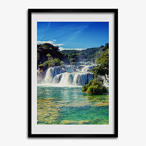 Tableau cadre en bois Tulup 50x70 cm évadez-vous avec la cascade Krka