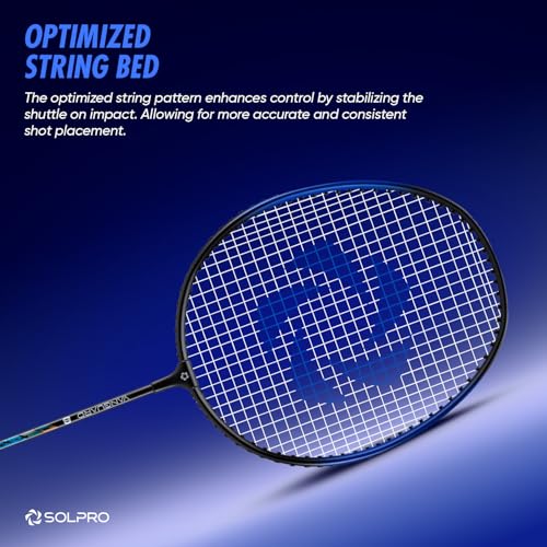 Image of SOLPRO Vanguard 8 Aluminium Badminton Racket for Beginners & Intermediate, Adult & Kids Shuttle Bat with Full Cover Bag, Lightweight Racket with Durable Frame for Practice & Match
