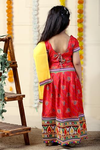 Image of AHHAAAA Kids Embroidered Traditional Ghoomar Lehenga Choli |Chania Choli|Radha Dress|Navratri /Dandiya /Garba Dress with Dupatta for Girls Y0040