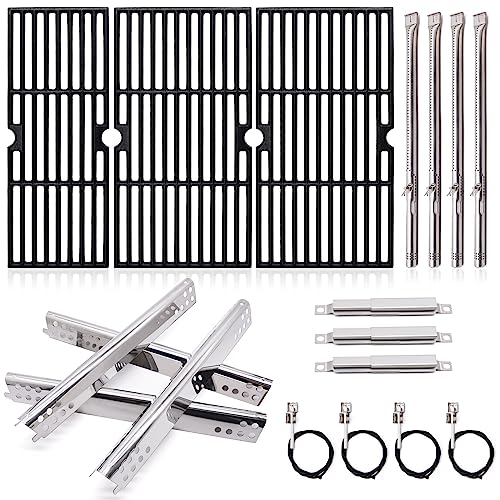 Adviace Grill Replacement Parts for Charbroil Performance 4 Burner 463347017 463335517 463342119 463376017 G470-0002-W1 G470-0003-W1 18 Cast Iron Grates Heat Plates Burners Parts