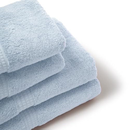 Miniatura 3 de Tramas Toallas De Baño Grandes, Pack De 4 Toallas Premium 700 Gr, 100 Algodón, Secado Rápido Y Absorbente, 2 Toallas De 70x140 Cm Y 2 Toallas De 50x100, Celeste