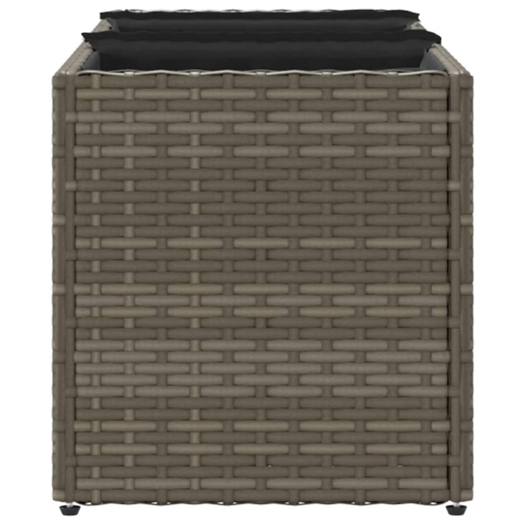 vidaXL Pflanzkübel mit 3 Töpfen 2 STK. Grau 105x30x32 cm Poly Rattan, Pflanzgefäß, Tomaten Pflanzkübel, Kräuterbeet, Blumenkasten, Pflanzkasten