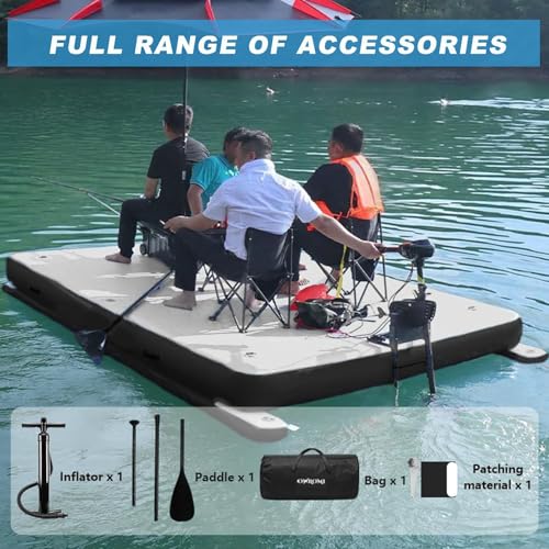 Molo da pesca gonfiabile, capacità 200 kg/400 kg, ponte in PVC spesso 20 cm, include borsa per il trasporto e pompa, ideale per pesca sul lago, feste in piscina e uso in spiaggia