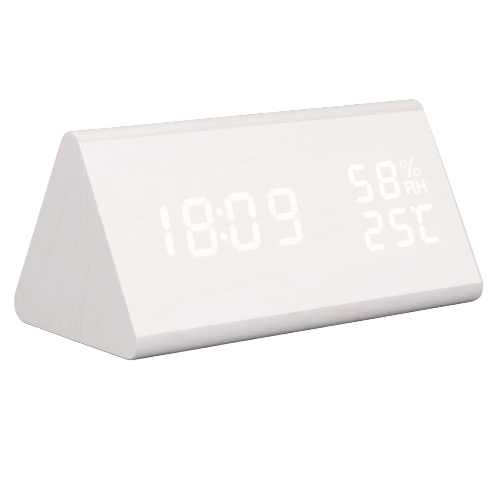 Horloge numérique LED réveil en bois design avec capteur température humidité intérieur chambre