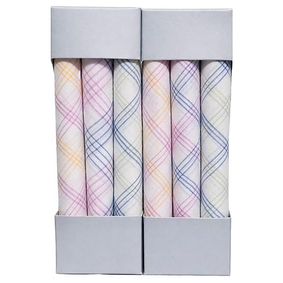 Cotton Striped Handkerchief for Women | Soft, Skin-Friendly, Lightweight & Absorbent | Reusable Pocket Hanky for Daily Use (Multicolor) (Pack of 6)-image-30