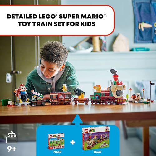 Super Mario The Bowser Express Train Toy Playset, include un Hammer Bro, un Boom Boom, 2 Goomba e 2 Para-Biddybuds, Nintendo regalo di compleanno per ragazzi, ragazze e giocatori, giocattoli - Lego - Immagine 1
