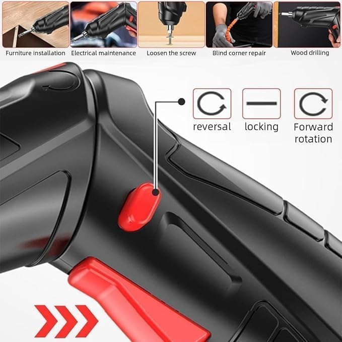 Image of 47 in 1 Cordless Electric Screwdriver Kit - Rechargeable Power Drill with 4.2V Lithium Battery, LED Light, and Multiple Bits for Home, Car, and DIY Repairs. (Pack of 1)