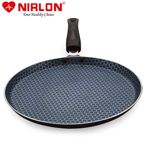 Image of Nirlon Honeycomb Non Induction Base Non Stick Aluminium 2 Piece Pots and Pan Set [Flat Dosa Tawa 26cm + Deep Kadhai 22cm - 1.8 Liter]