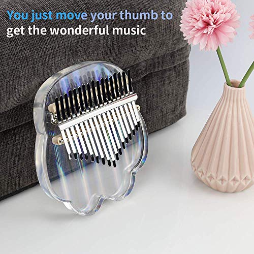 ANNKIE Kalimba Thumb Piano,Finger Piano, 17 Keys Rainbow Transparent Acrylic Material Thumb Piano, Marimba Musical Gift Music Book, Instrument for Music Lovers Beginners