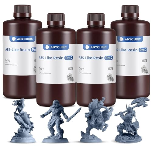 ANYCUBIC ABS-Like Resin Pro 2, Toughness Upgrade 3D Printer Resin, Low Odor 405nm UV-Curing Resin, High Precision and High-Success Rate Standard Photo