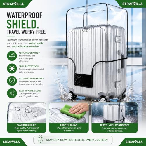 Image of Suitcase Cover Small Size for Travel Luggage Protection | Dustproof Trolley Cover | Washable Reusable Trolley Bag Cover Small Size | Zipper Closure Luggage Cover 20 Inch for Hard Suitcases