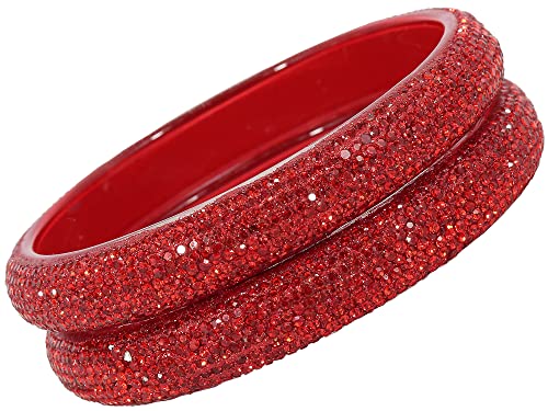 Image of NMII Glass with Zircon Gemstone and Glitter Kada Set For Women and Girls