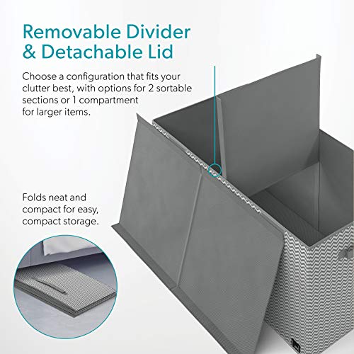 Mindspace Toy Chest For Boys, Kids Toy Storage Organizers - Large Toy Chest For Girls - Stuffed Animals, Baby Doll, Toy Storage Bins For Playroom Organization And Storage | The Oxford Collection, Gray Zag #TOP2