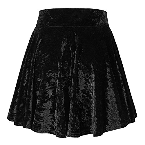 Urban CoCo Women's Vintage Velvet Stretchy Mini Flared Skater Skirt3