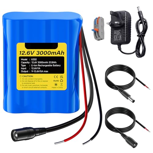 CITYORK 3000mAh 12.6V DC Rechargeable Lithium Ion Portable Battery Pack for solar charging panel CCTV cameras camcorders MP3 players LED strip lights