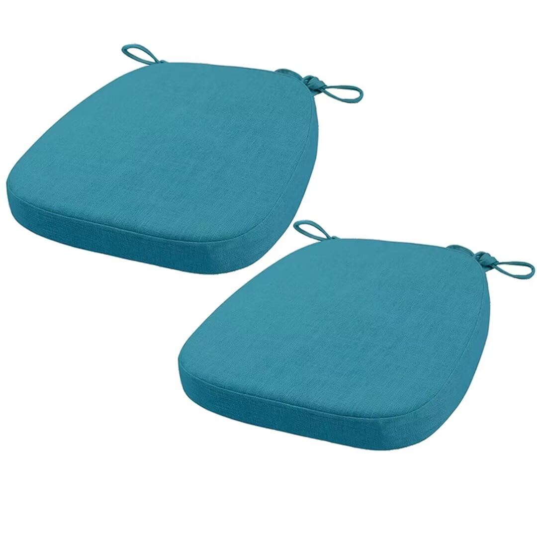 Coussin de Chaise avec Sangles Amovible, Lavable, Double antidérapant Haute élasticité40X38X33CM(3CM),Bleu Clair,2 pièces