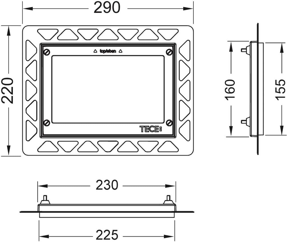 TECE Rama montażowa WC (chrom, zestaw do montażu płyty uruchamiającej w płaszczyźnie powierzchniowej, wymiary 290 x 220 mm) 9240649